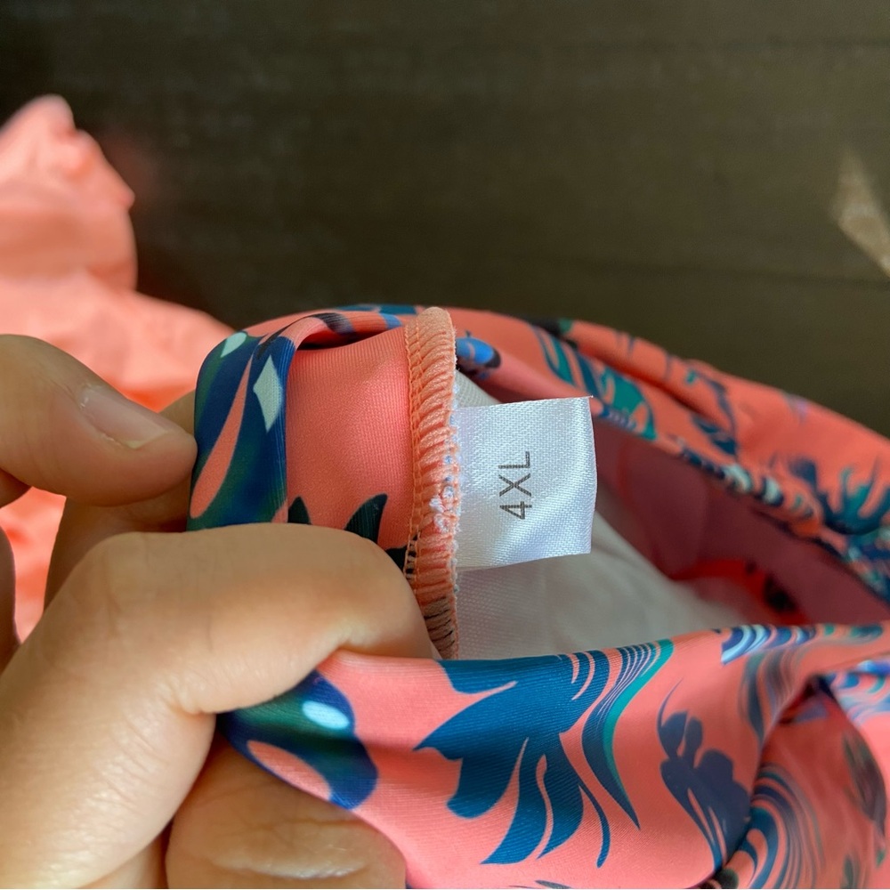 Women’s Two Piece Tankini Coral Tropical Boy Shorts Ruffle NWOT Plus Size 4XL - Picture 12 of 13